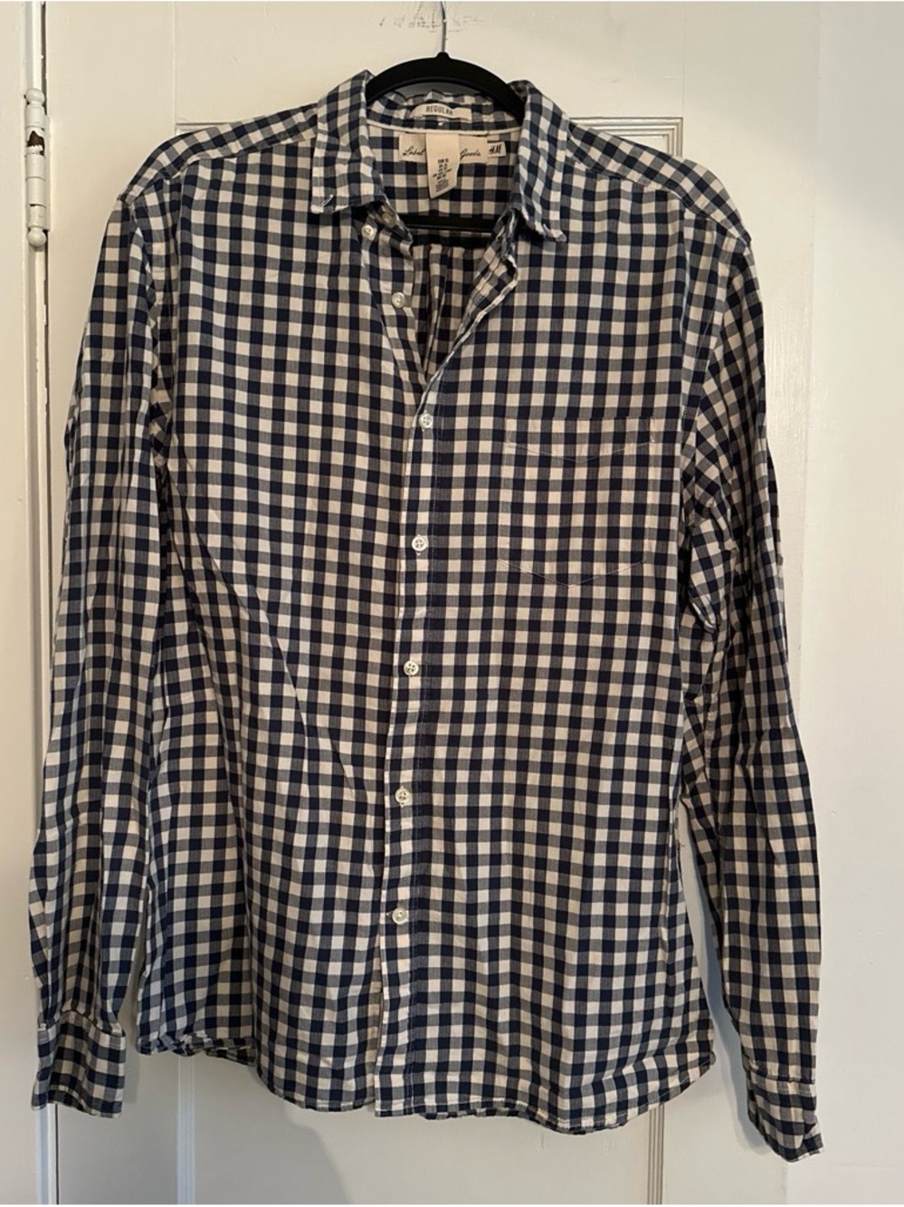 H&M Navy and White Gingham Button-Down Shirt